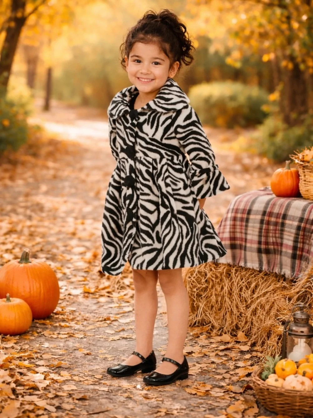 Unlisted Black and White Zebra Faux Fur Kids Coat